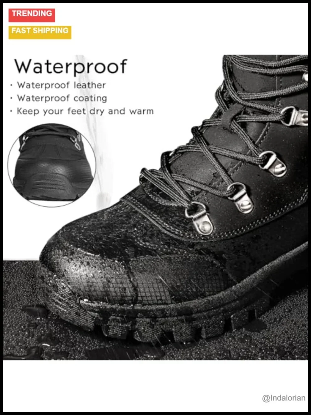 Waterproof Winter Snow Boots Warm Faux Fur Lined Insulated Non-Slip Lace-Up